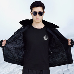 Black winter security uniform, cotton-padded duty uniform, cold-proof cotton workwear, men's winter uniform