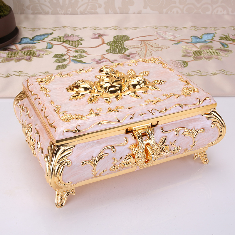 奢华金属首饰盒欧式宫廷珠宝盒仿古创意戒指收纳盒饰品盒结婚礼物