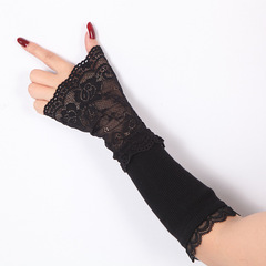 Factory Wholesale Autumn/Winter Knit Lace Arm Sleeves for Women, Long Length Half Finger Gloves, Decorative Warm Cotton Fake Sleeve