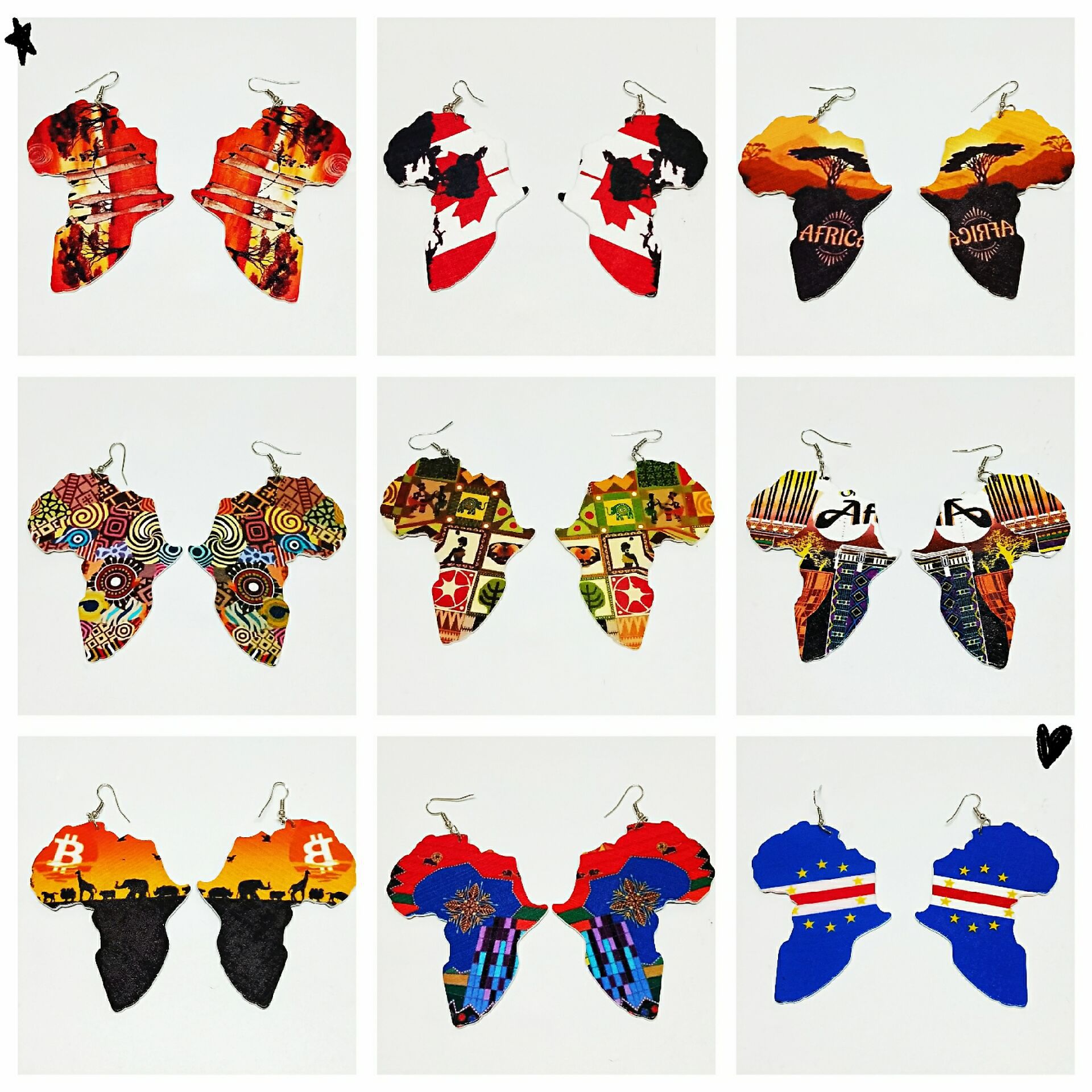 Ethnic Double-sided Printing Wooden Earrings display picture 1