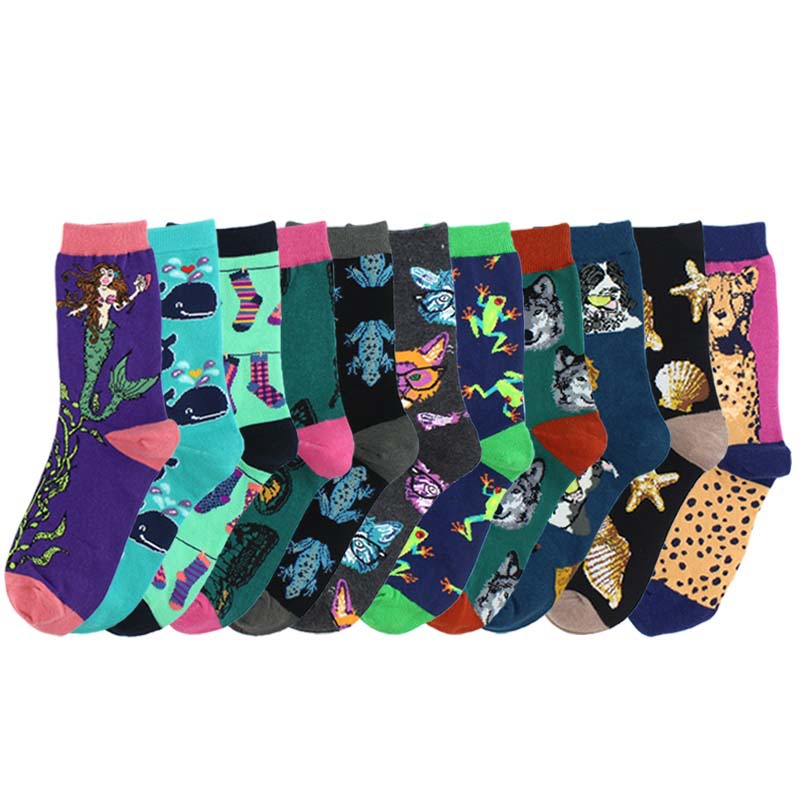Women's Simple Style Classic Style Commute Color Block Cotton Printing Crew Socks A Pair display picture 1