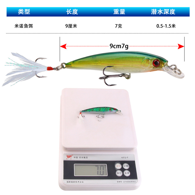 6 Colors Sinking Minnow Fishing Lures Hard Plastic Minnow Baits Bass Trout Fresh Water Fishing Lure