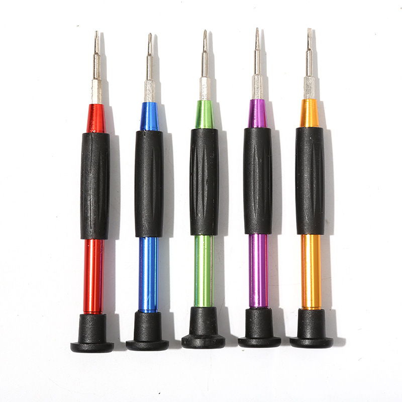 Juego de destornillador de doble burbuja de aleación de aluminio de 5 piezas de un solo uso herramienta de reparación de teléfonos móviles destornillador de precisión mango de metal