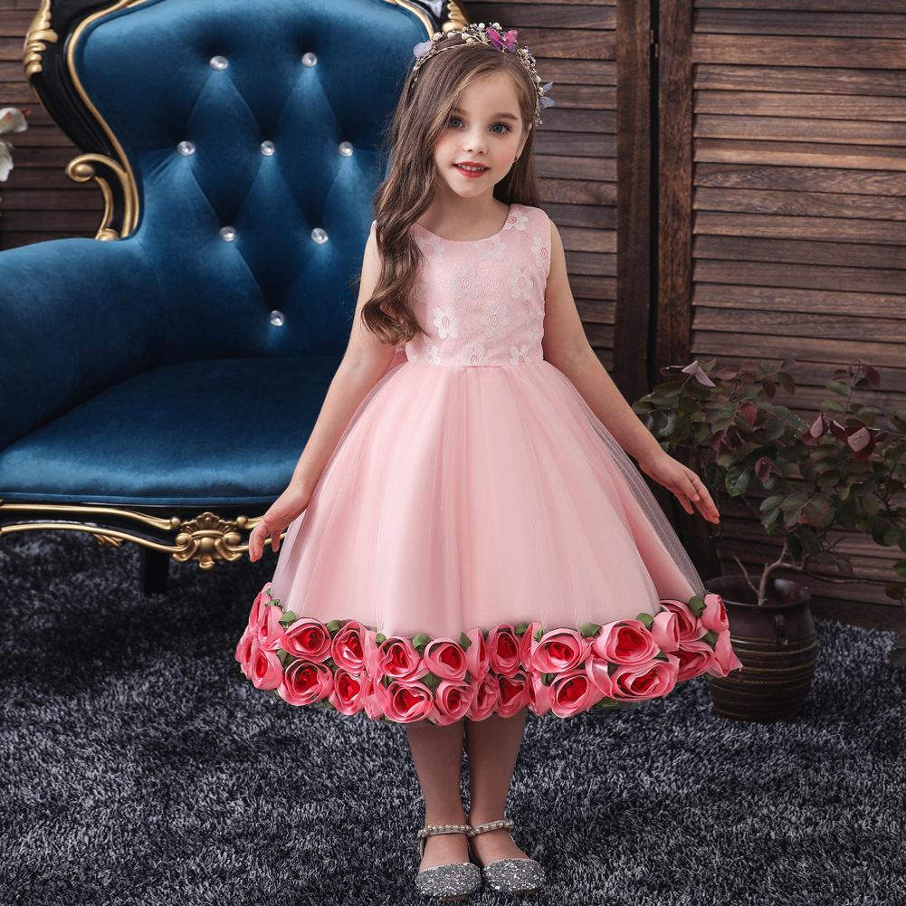 Commerce Extérieur Populaire Style Enfants Robe Filles De Pettiskirt Ourlet Fleur Costume Fleur Enfants Robe De Bébé Plein-année Baptême Robe display picture 23