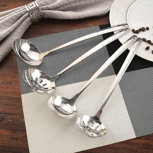 Thick stainless steel leaf dripping soup spoon, non-magnetic 5 cm small hot pot spoon, restaurant multi-standard soup shell and soup drain set