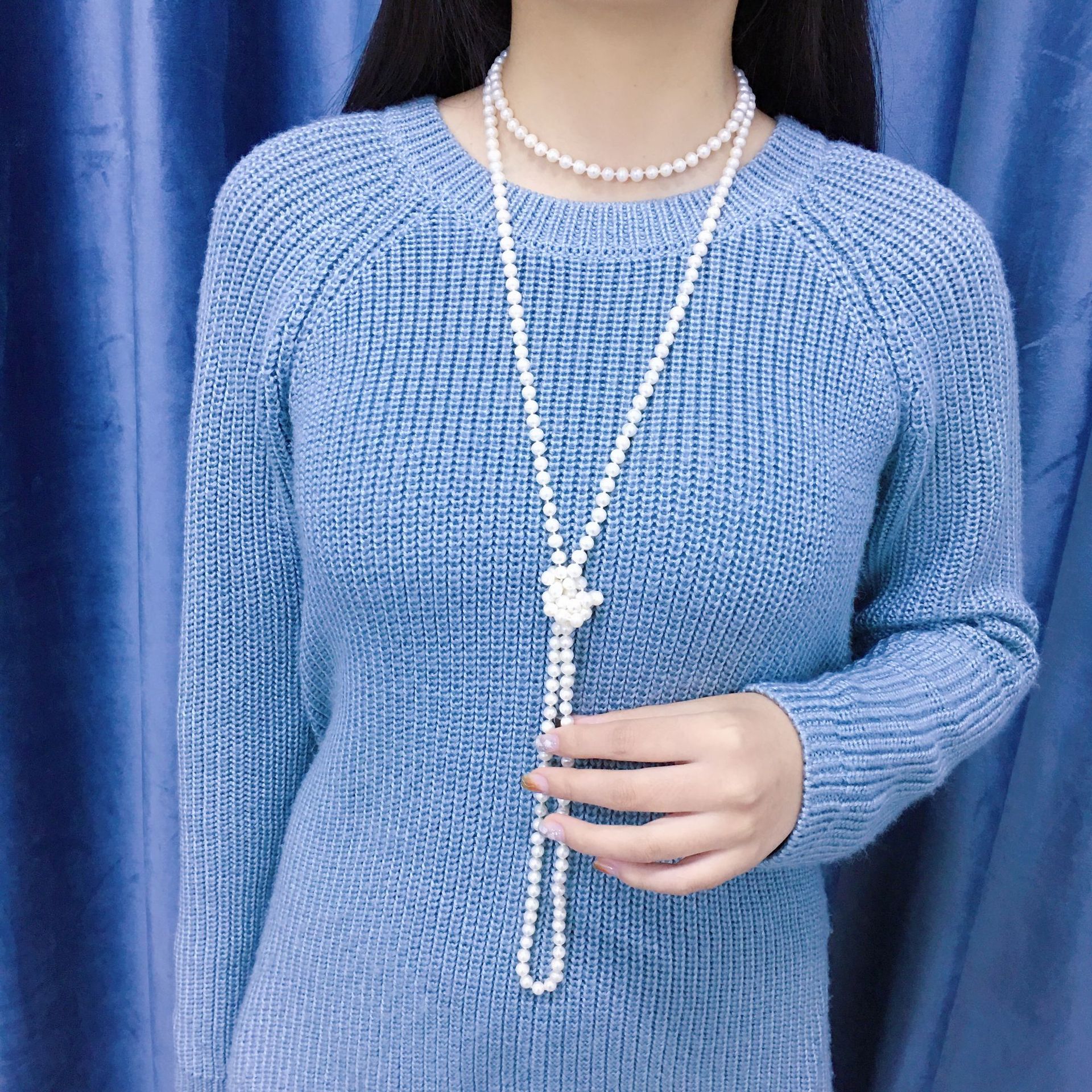 Commuter round tian Freshwater pearls sweater chain Necklace A Manufactor goods in stock On behalf of