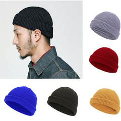 Foreign trade melon skin hat, knitted hat, short cold hat, dome hat, street hat, woolen hat, men's and women's hat