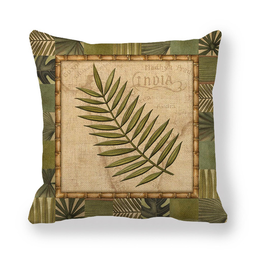 Popular green leaf linen pillowcase exclusive to Amazon Ym059
