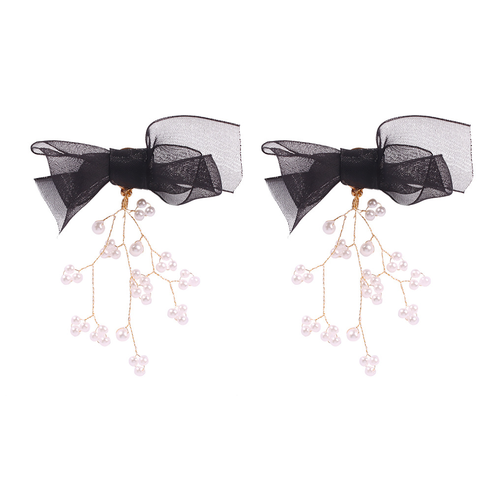 Earrings New Bow Hanging Ring Autumn And Winter Trend Pearl Earrings display picture 3