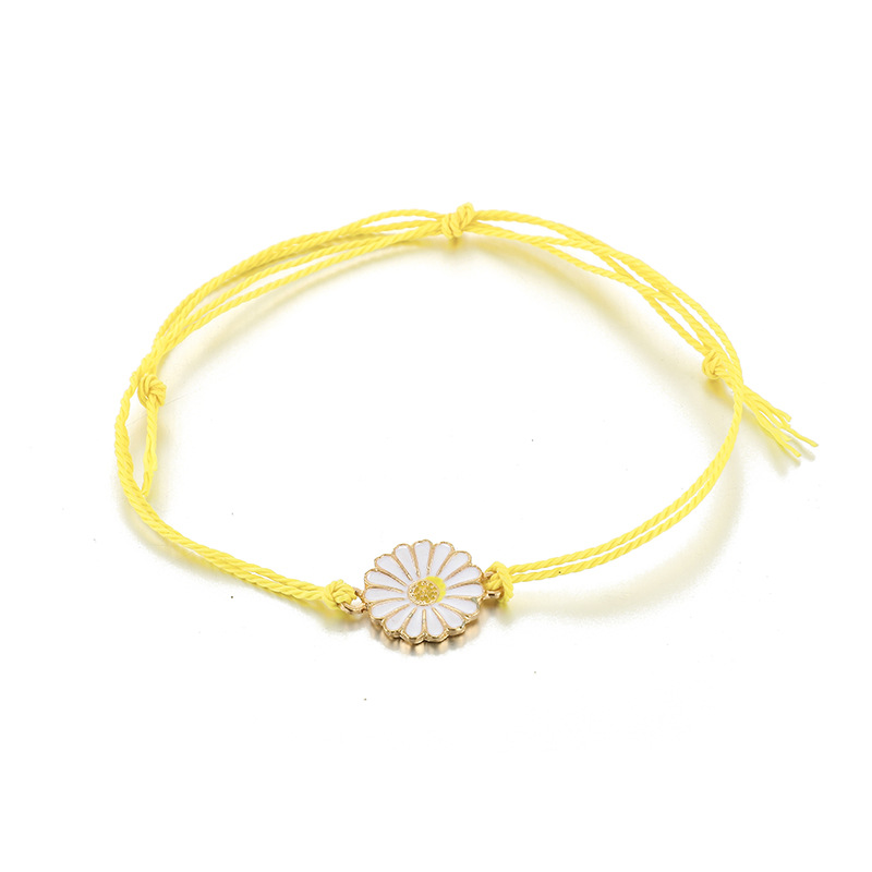 Handwoven alloy daisies shell multilayer rope flower bracelet setpicture10