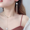 Fashionable necklace from pearl, set, long earrings, chain for key bag , choker, European style, simple and elegant design, city style