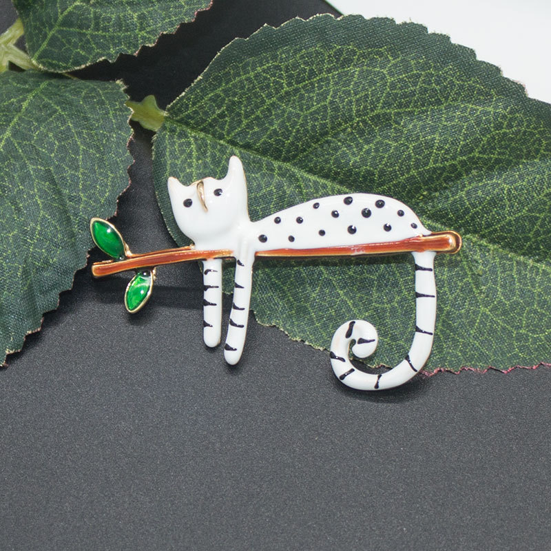 White Cat Brooch