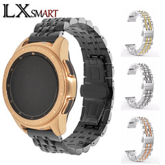 Applicable to Samsung Huawei GT2 solid stainless steel butterfly clasp with seven beads strap Galaxy Watch 4 20/22mm