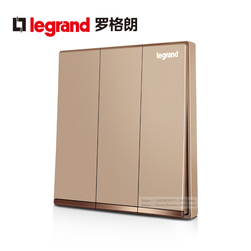 Legrand/罗格朗 逸景 三位双控开关_玫瑰金(电镀边)K8/33/2/3A-C1