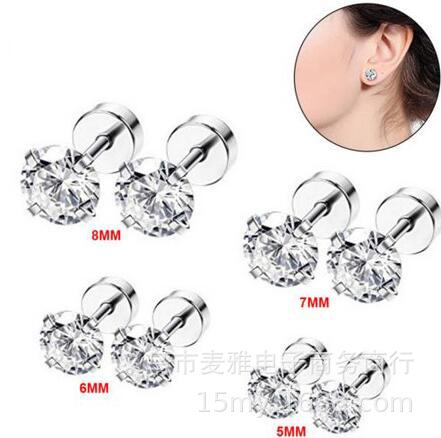 Earrings stainless steel with zircon