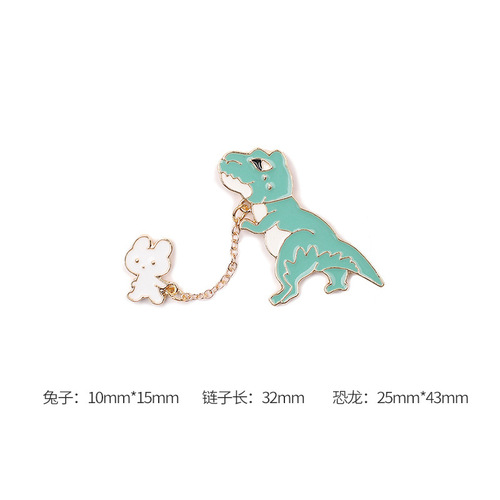 Junyi original rabbit and dinosaur brooch female corsage cute badge cartoon badge decorative pin creative personality