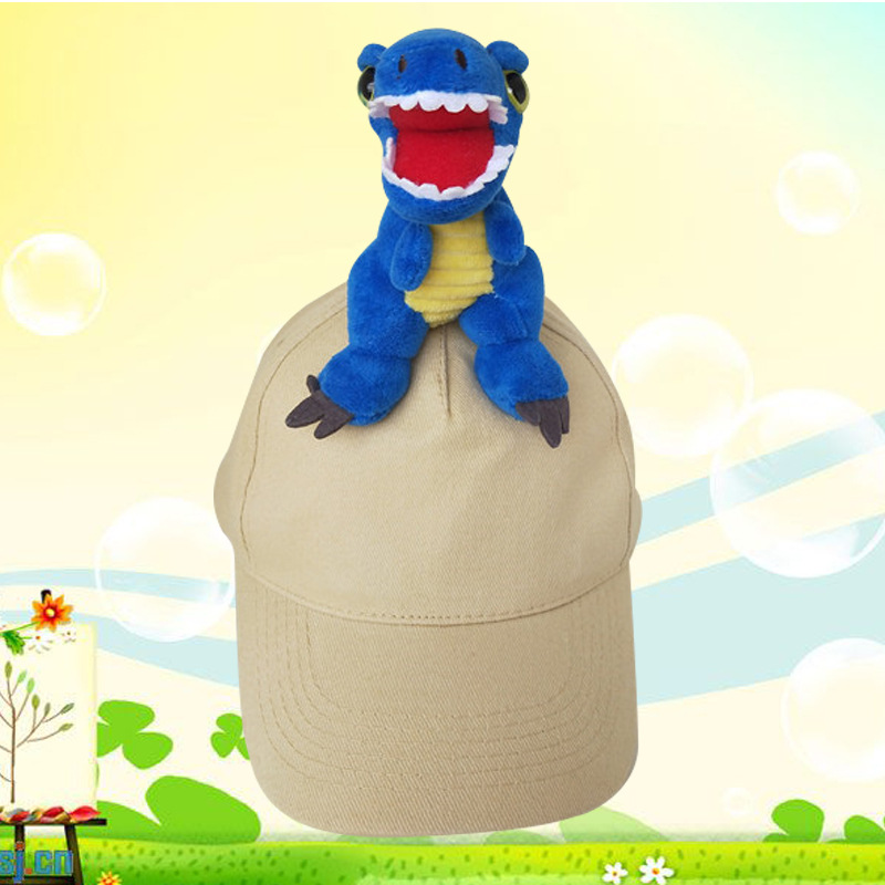 亲子恐龙帽霸王龙毛绒公仔鸭舌帽成人帽子动物卡通创意棒球帽男女