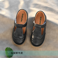 Children's Genuine Leather Single Shoes Korean Version 2022 New Princess Shoes Fringe Shoes Baby Leather Shoes Trendy Shoes Black Leather Shoes Performance Shoes