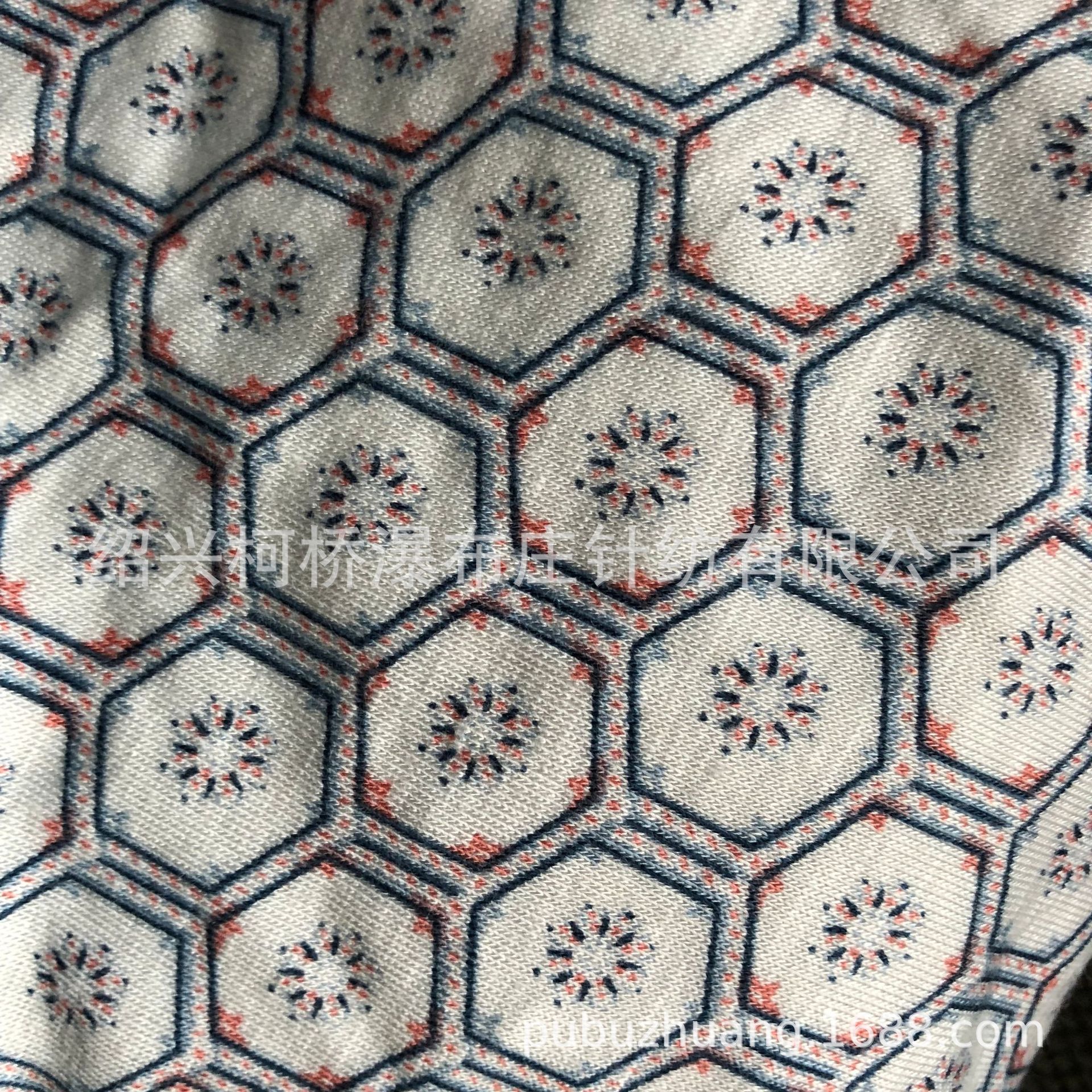 厂家直销针织95%人棉5%氨纶印花菱形格子汗布 环锭纺