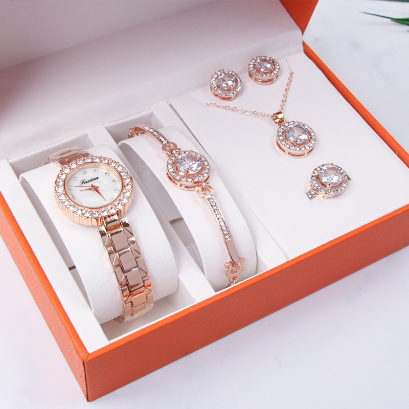 Fasina's New Handmade diamond inlaid women's watch 5-piece personalized suit fashion trend light luxury wristwatch female trend