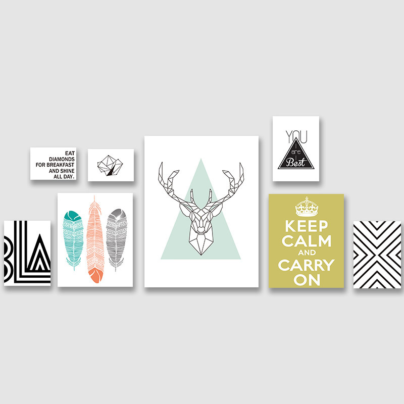 Solid Wood Decorative Paintings, Custom-Made Multi-Panel Photo Art for Living Room and Staircase, Logo Painting Combination Decorative Paintings