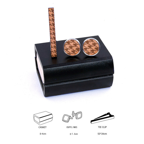 Factory direct sales retro wooden cufflinks tie clip environmentally friendly wooden cufflinks purely handmade
