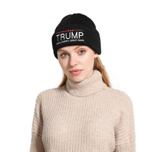 跨境選舉秋冬新款美國特朗普刺綉 TRUMP針織帽保暖休閑毛線帽