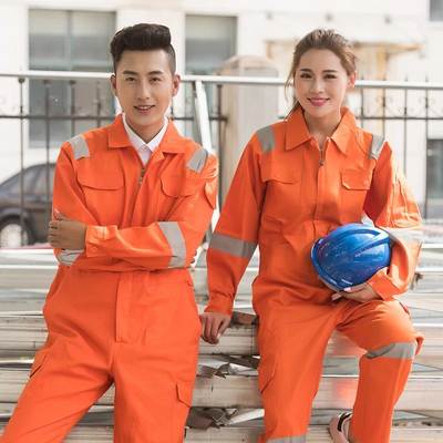 Long sleeve orange reflective jumpsuit tooling wholesale Shanghai jumpsuit manufacturer cotton reflective jumpsuit