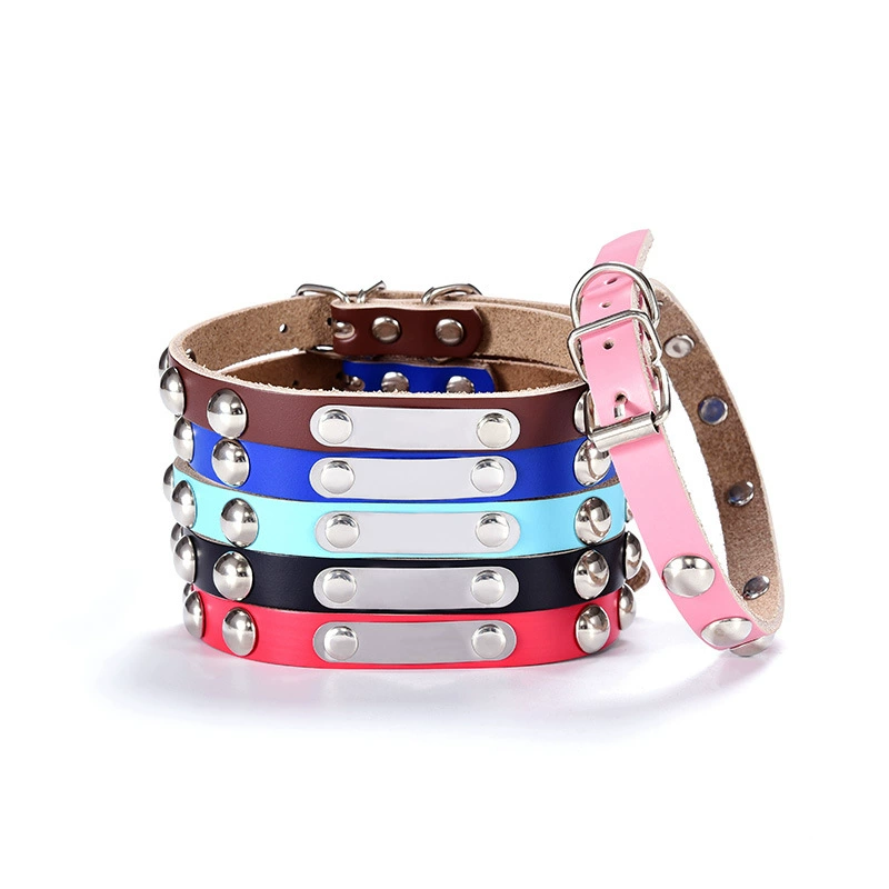 Новый грибной гвоздь с лазерной гравировкой из чистой воловьей кожи ошейник для домашних животных поводок для собак ошейник в наличии оптом