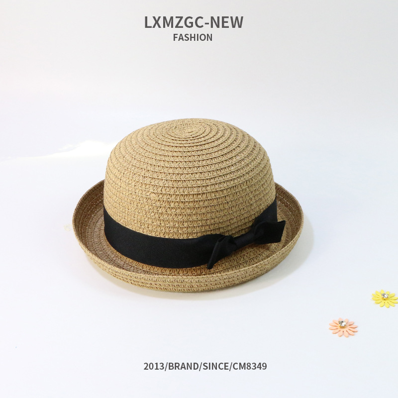 Fashion Sunscreen Bowknot Children Straw Hat Wholesale display picture 3