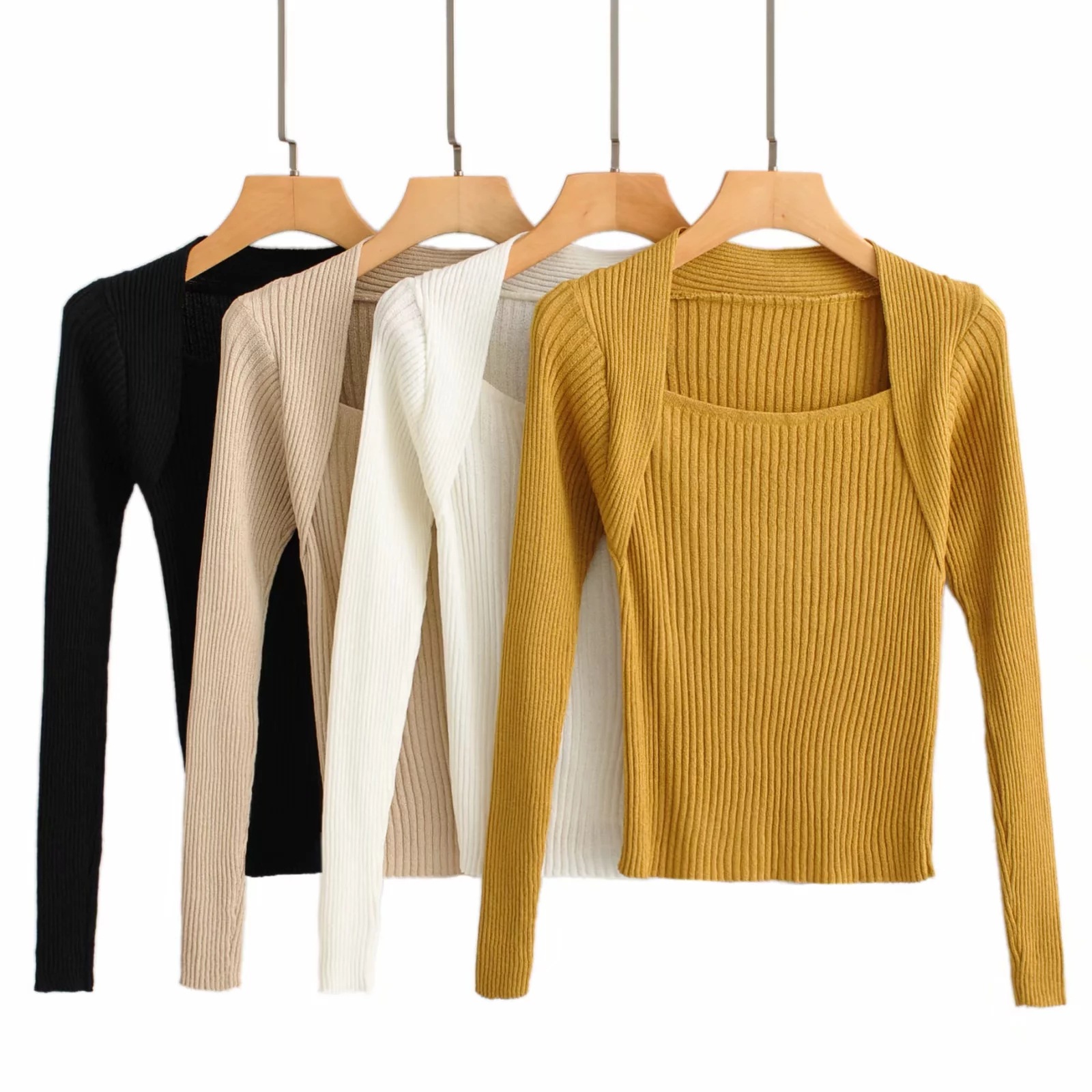 square neck long-sleeved Slim bottoming sweater NSHS50916