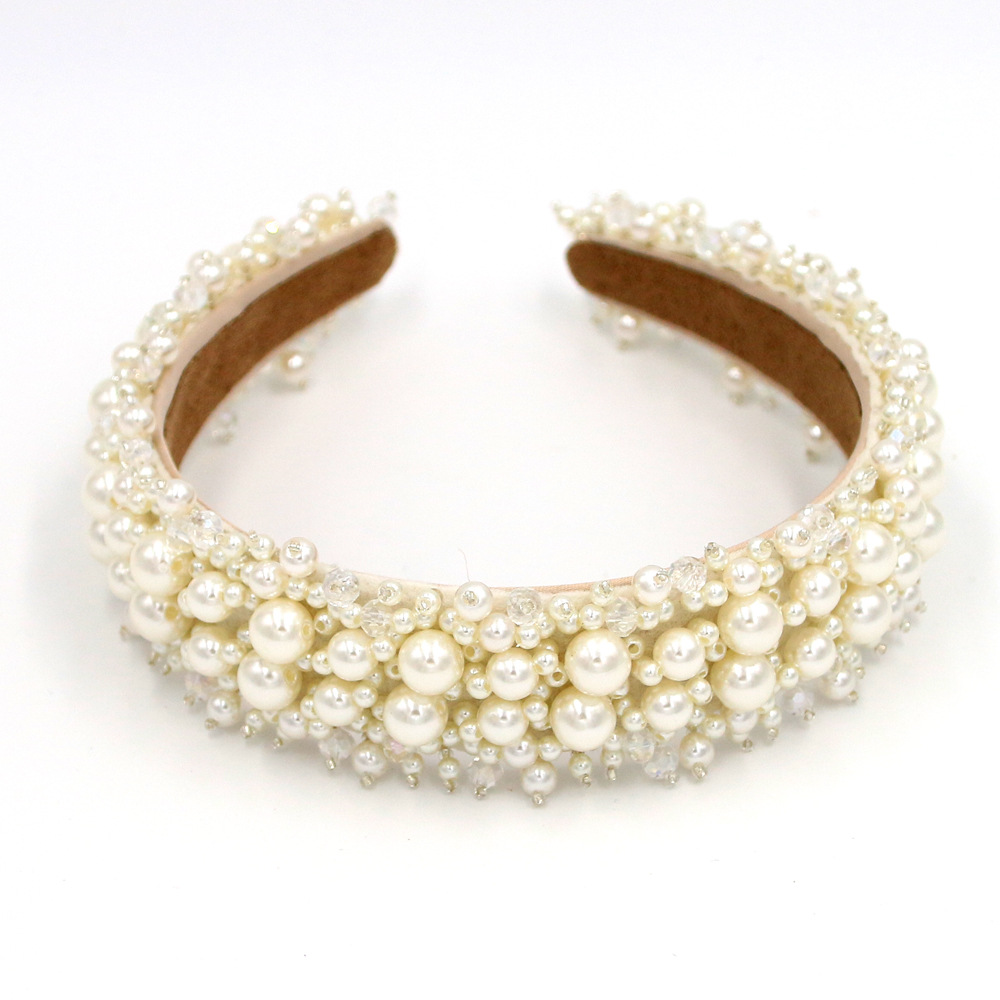 The New Exquisite Baroque Fashion Hair Accessories Headband Hand-stitched Pearl Headband Suppliers China display picture 1