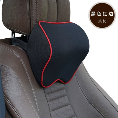 Manufacturers first-hand supply car headrest pillow neck pillow car memory cotton cervical pillow interior supplies wholesale (Headrest) - black-red-edge-single-headrest