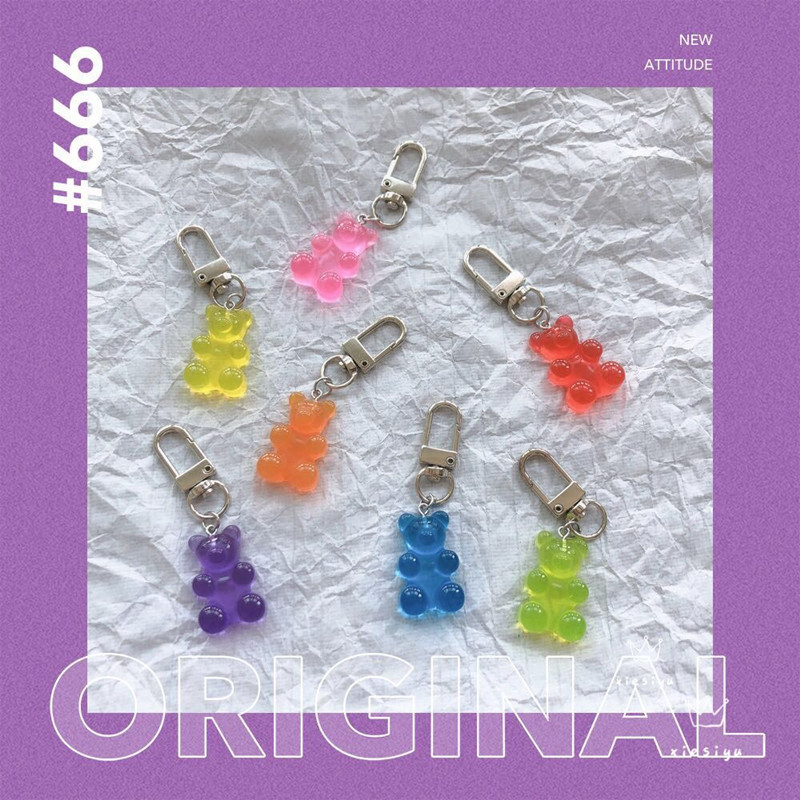 Homemade ins cute colorful candy bear pendant airpods protective case chain bag decoration girl heart