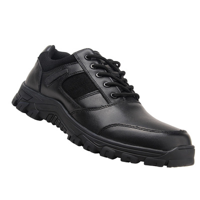 秋季新式军鞋男作训鞋执勤户外工装黑色真皮耐磨运动低帮登山鞋子|ms