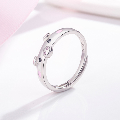 Korean style piggy ring for women, fresh and cute piggy open ring, animal ring, simple fashion jewelry