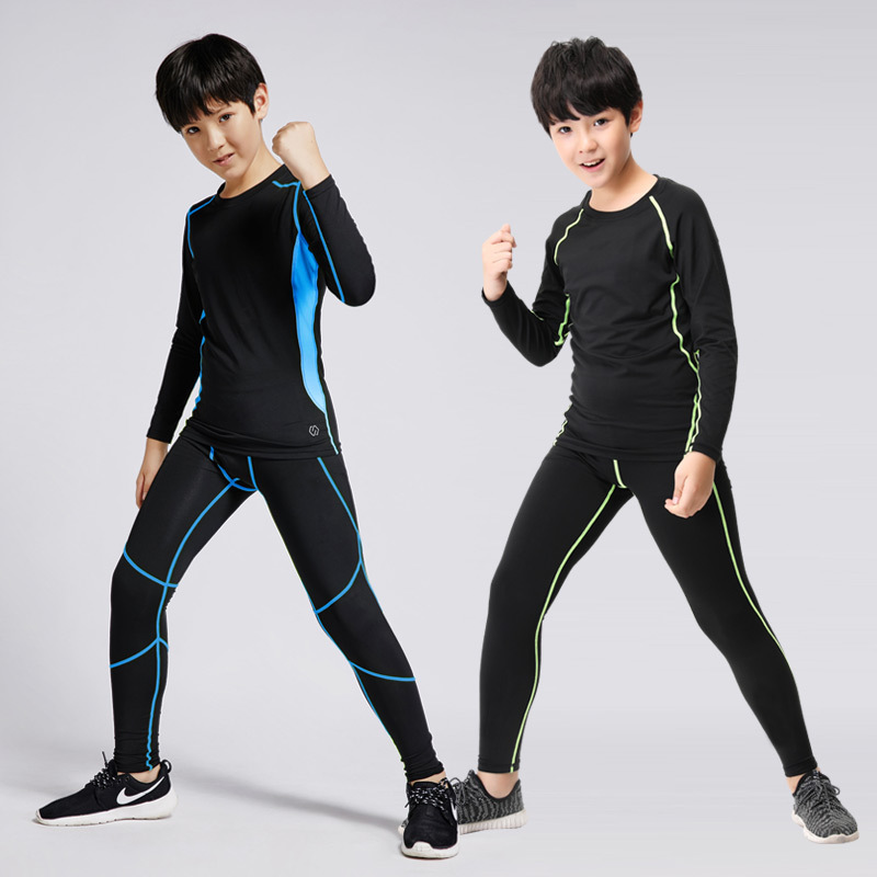 儿童速干衣套装跑步运动紧身衣训练服篮球足球打底男童长袖健身服|ru