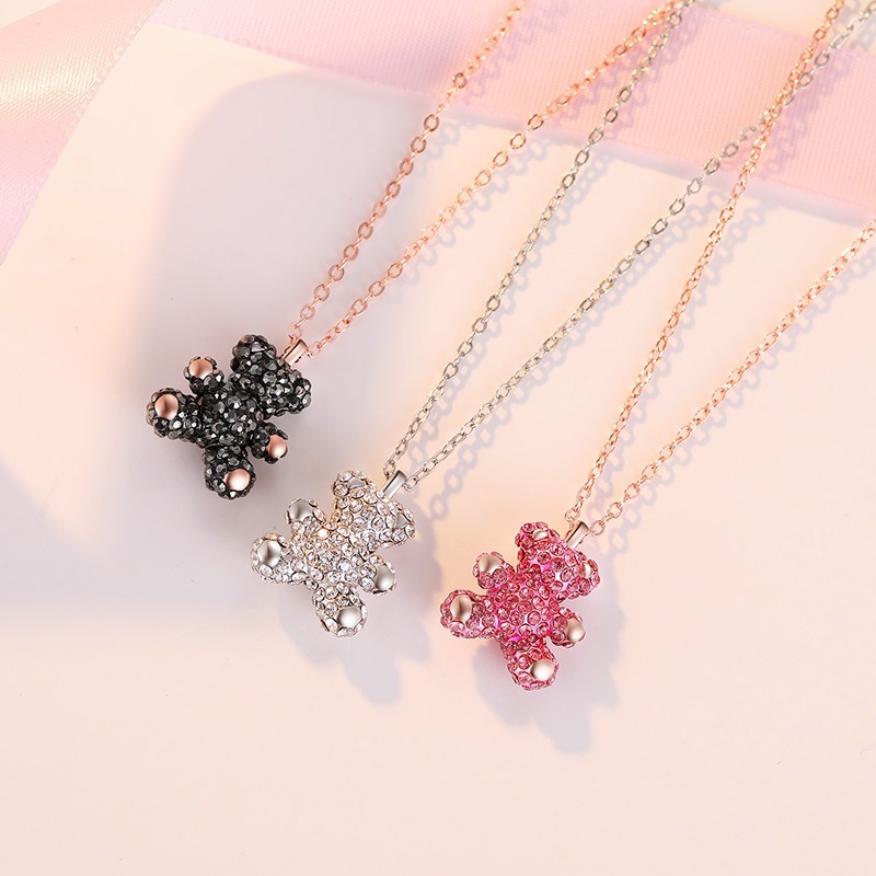 Fashion Bear Alloy Plating Inlay Artificial Diamond Womenu0027S Pendant Necklace 1 Piece