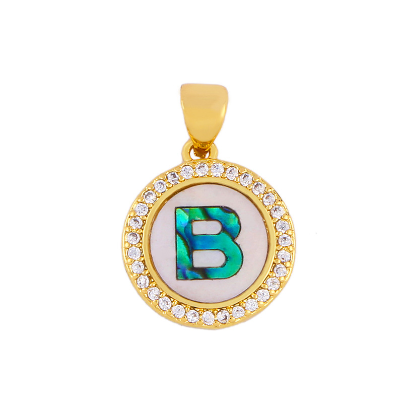 Explosive Letter Necklace Round Colored Shell 26 Letter Diamond Necklace display picture 1