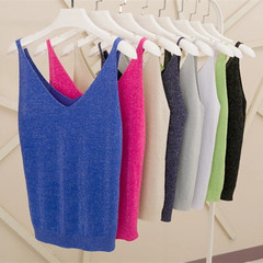 Bright silk knitted camisole women's summer thin short style slim sexy silver line bottoming shirt AliExpress Amazon