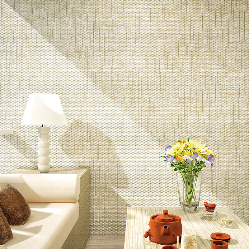 Modern Simple Plain Color Non-Woven Wallpaper 3D Grass Weaving Linen Plain Color Bedroom Wallpaper 90021 