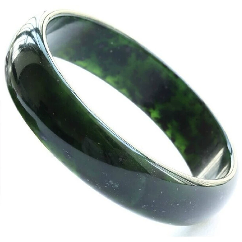 Xinjiang A cargo ink jade bracelet Gansu Qilian jade snake -like jade olive green female jade bracelet live supply