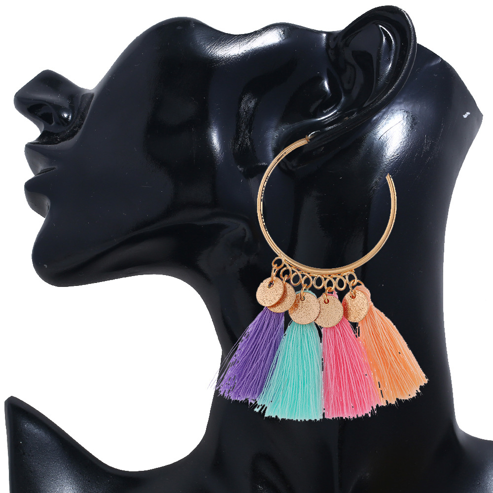 bohemian ethnic style sequins long tassel earringspicture4