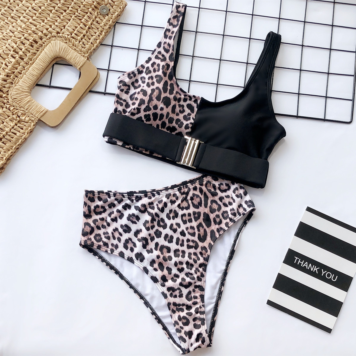  leopard print stitching bikini NSDA1681