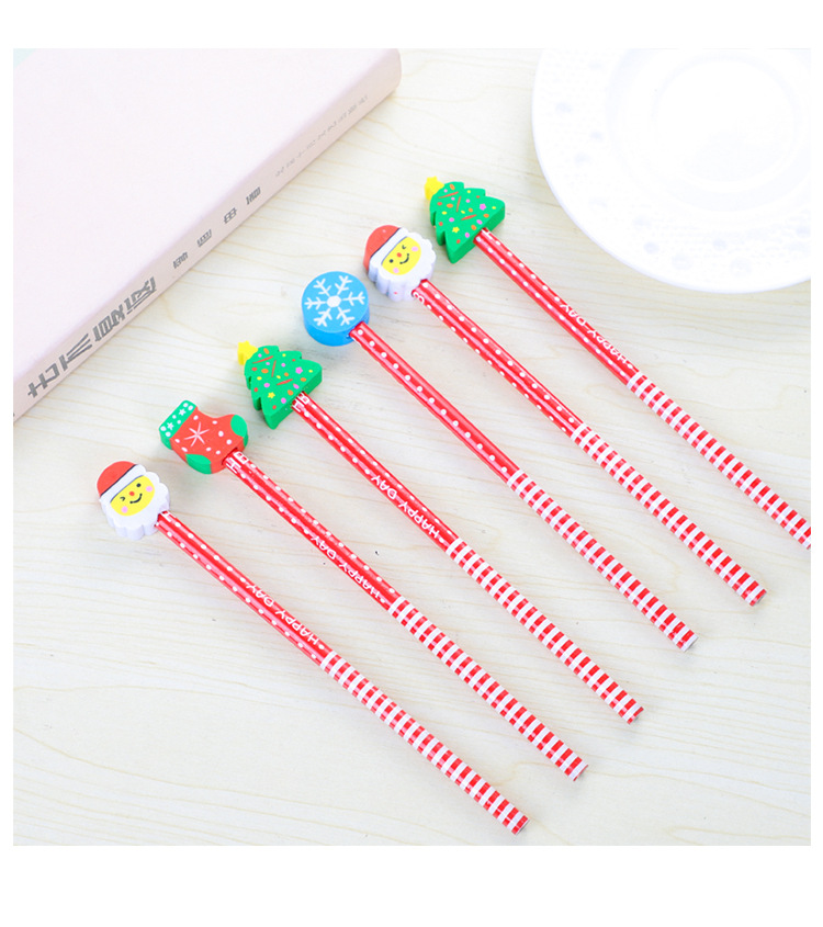 Cartoon Pattern Cute Style Cartoon Christmas Pencil Cute Eraser Student Studying Stationery 1 Piece