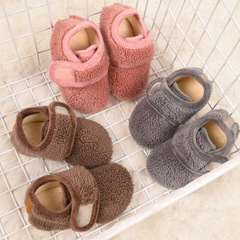 Baby Indoor Non-slip Soft Sole Winter Spring Warm Fleece Magic Tape Warm Learning Step Socks for Boys and Girls