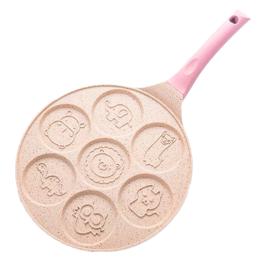 Sieben-loch Frühstück Braten Pan Tier Gesicht Design Multi-funktion Rad Pfannkuchen Pan Kleine Ei Knödel Nicht-stick Braten Mould – Detail 1