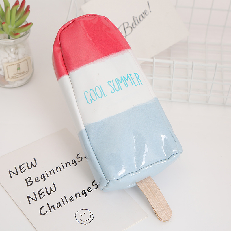Nueva caricatura creativa snow cream pen bag gran capacidad para hombres y mujeres estudiantes PU pen bag papelería caja de lápiz de papelería detail image 8