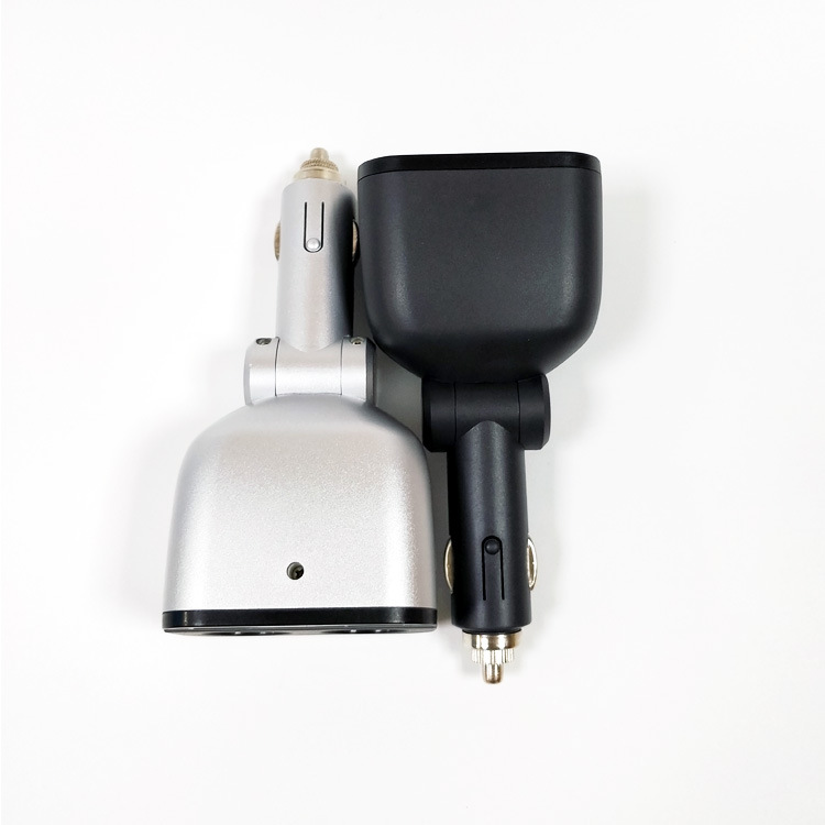 亚马逊爆款数显一拖二车充双usb无线充电器车载点烟器qc3.0快充