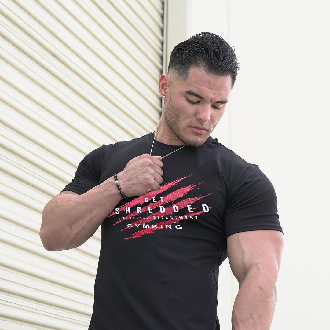 New Workout Clothes Cotton RISE Gyms T Shirts Mens Short Sleeve T Shirt